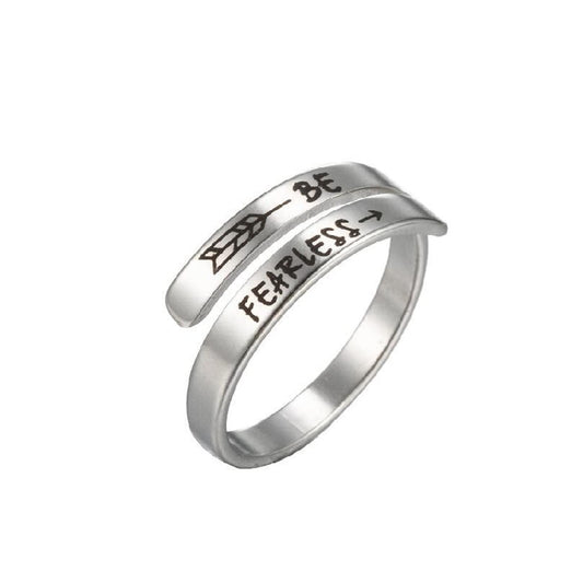 Christian Engraved Stainless Steel Ring – Adjustable Love Faith Hope Letter Ring for Women & Men
