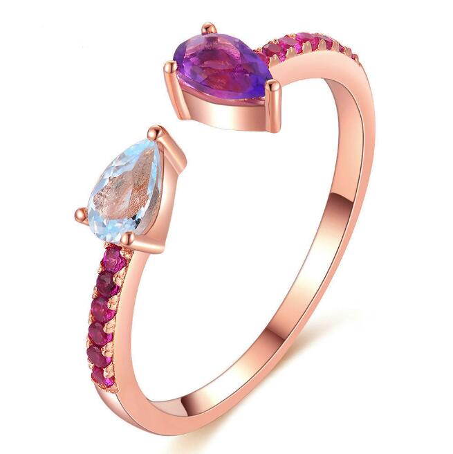 925 Silver Amethyst and Simulated Diamond Ring