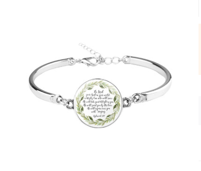 Patterned Bible Bracelet with Gemstones and Chain