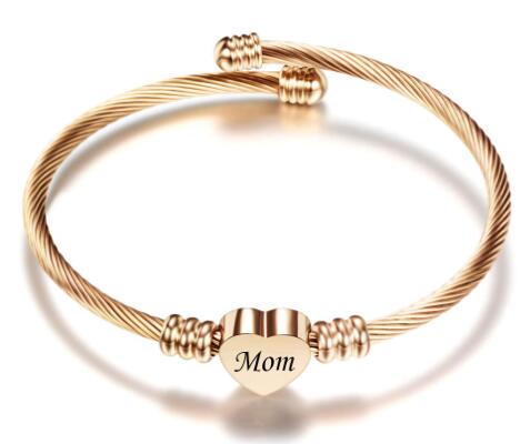 Mother's Day Braided Bracelet – Stainless Steel Heart Letter Design