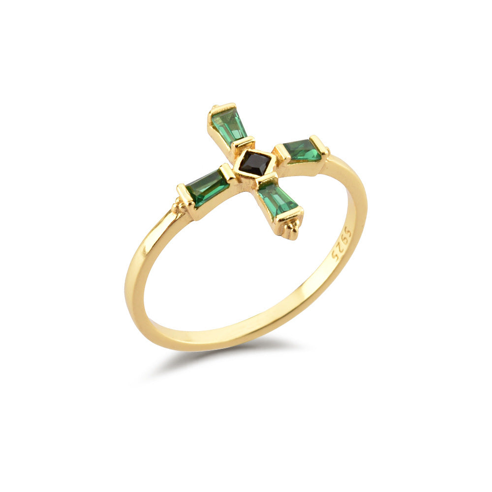 Faith Cross Ring – Gemstone Baguette