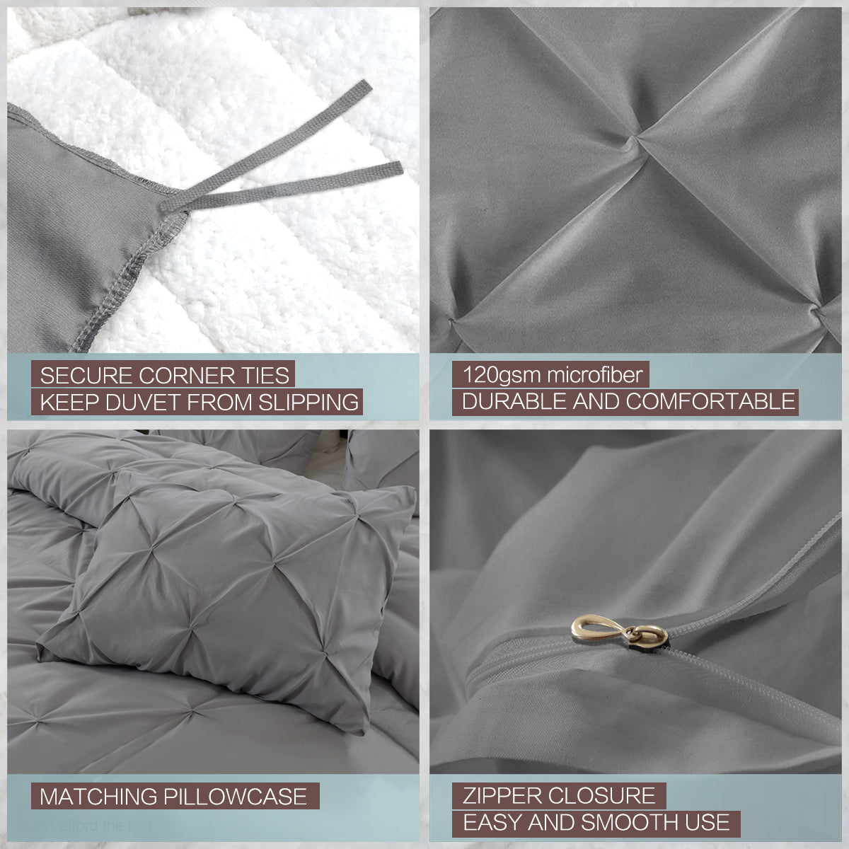 Luxury Quilted Bedding Set – Grey & White