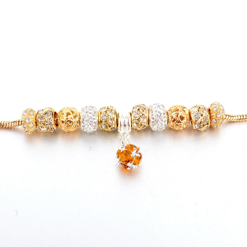 Women's Crystal Gold-Plated Bracelet – Adjustable, 4 Sizes