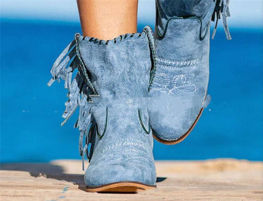 Women's Martin Boots with Thick Heels and Tassels