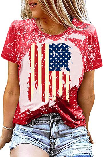 Women's Patriotic Flag Print T-Shirt