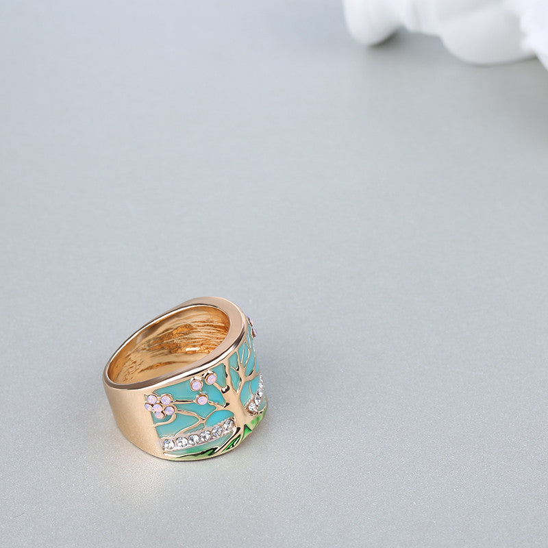 Retro Resin Floral Ring