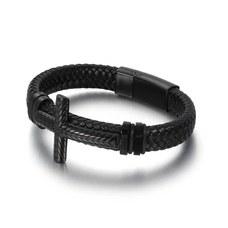 Fashionable Men's Stainless Steel Cross Bracelet