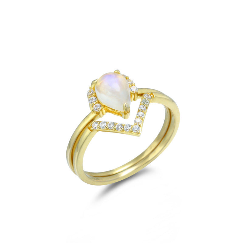 Japanese Style Creative 925 Silver Moonstone Ring