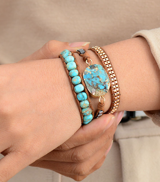 Turquoise Handmade Woven Bracelet - Multi-Layer Style