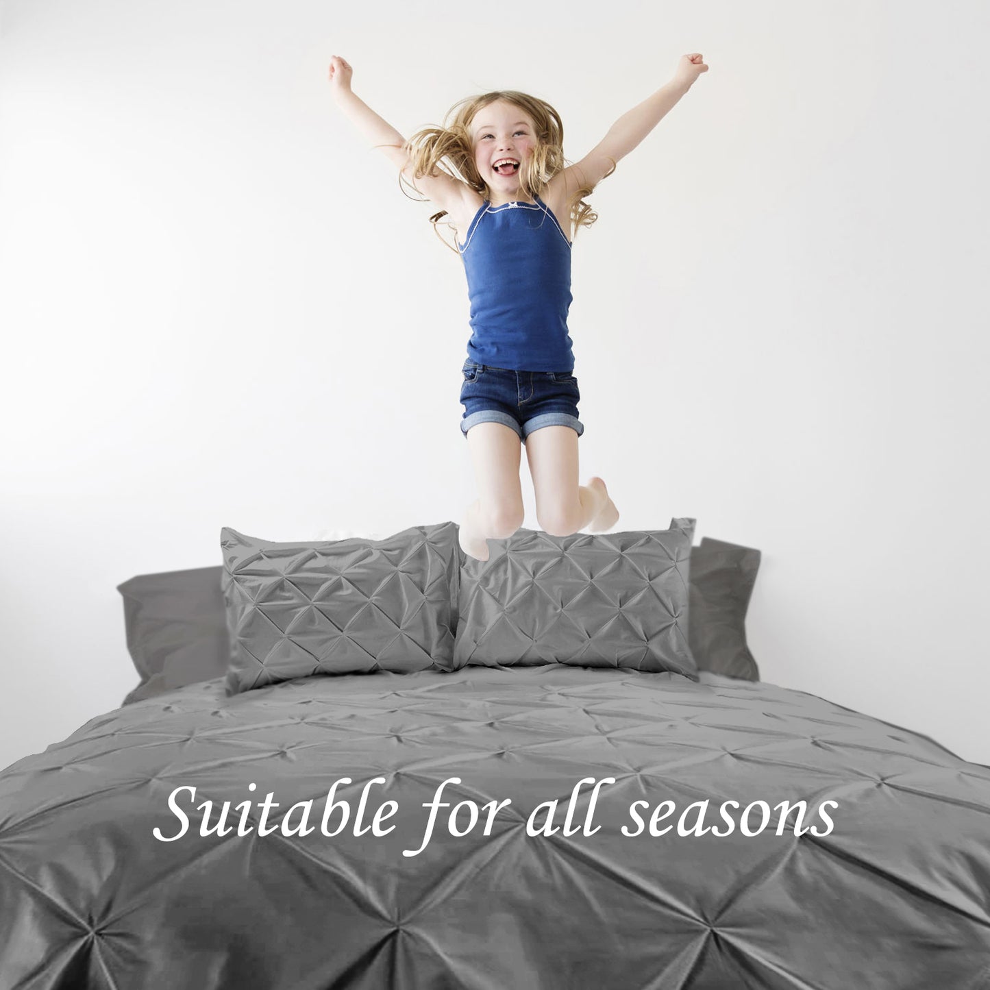 Luxury Quilted Bedding Set – Grey & White