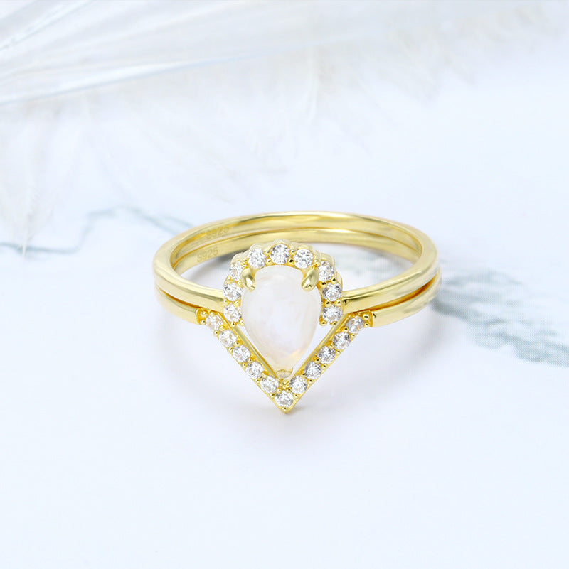 Japanese Style Creative 925 Silver Moonstone Ring