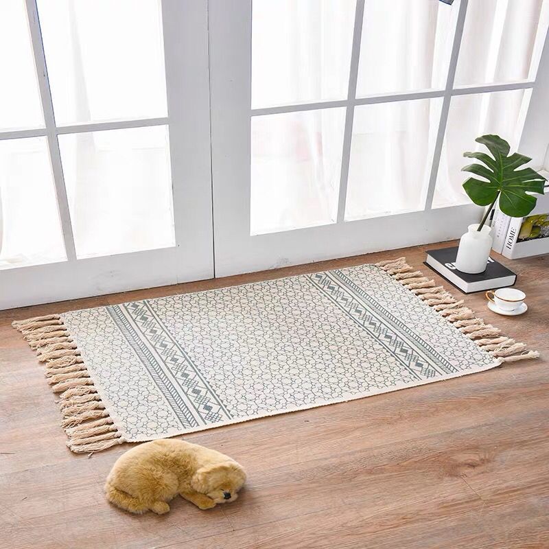 Nordic Style Cotton Linen Area Rug – Non-Slip, Multiple Colors & Designs