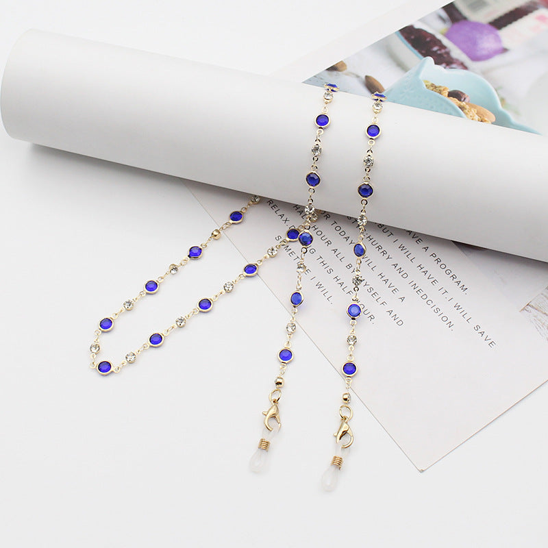 Luxury Eyeglass Chain with Colorful Crystal Accents