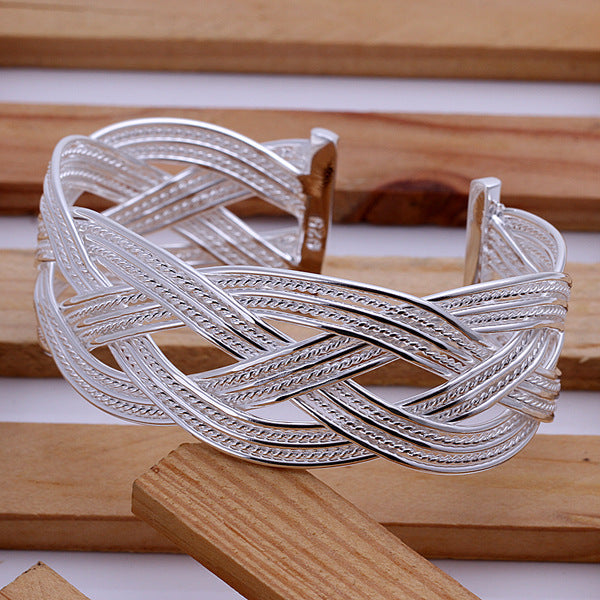 Stylish Silver Woven Bracelet