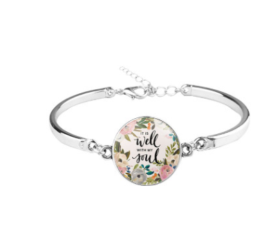 Patterned Bible Bracelet with Gemstones and Chain
