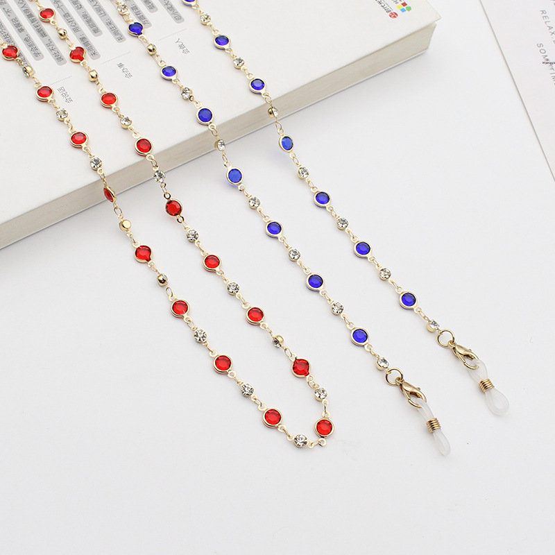 Luxury Eyeglass Chain with Colorful Crystal Accents