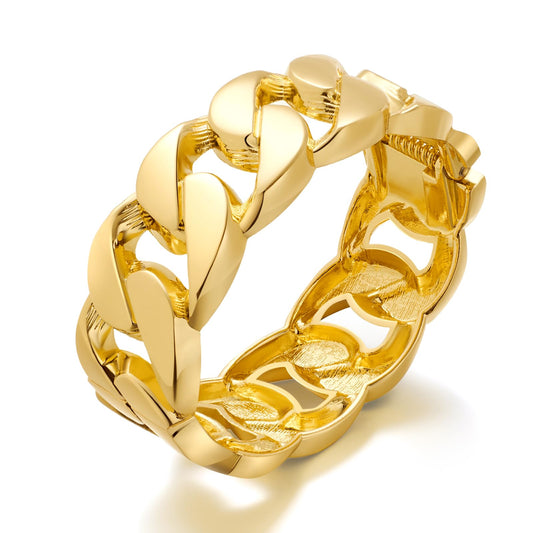 WOWORAMA Chunky Gold Bangle Bracelet for Women -Thick Cuban Link Chain Bangle Bracelets Punk Statement Wide Hinged Cuff Bangles Bracelets - One Layer Chain