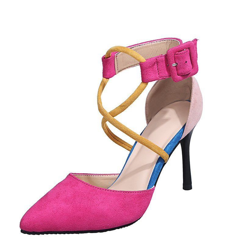 Women's Pointed Toe Cross Strap Heels