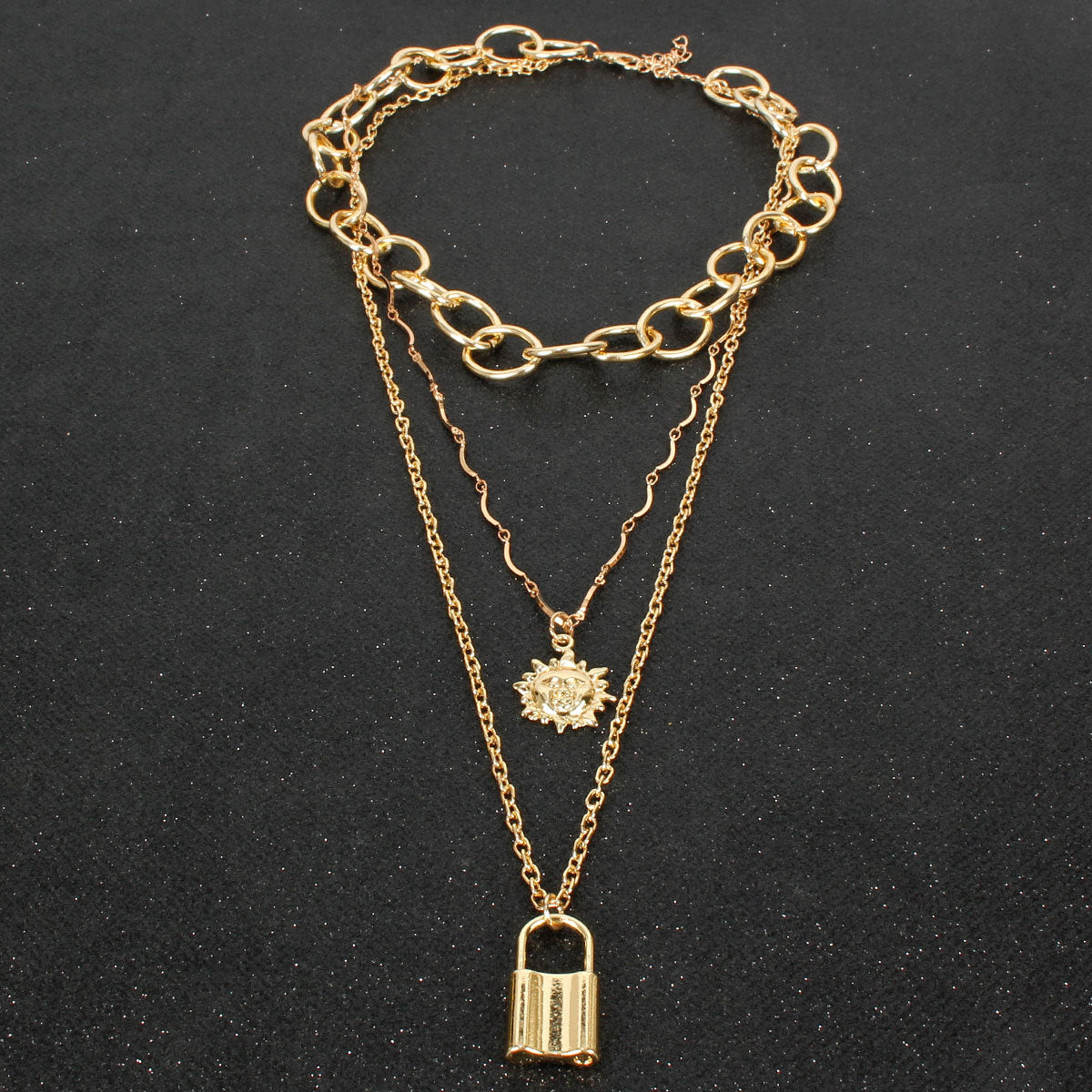Exaggerated Layered Necklace with Sunflower Pendant