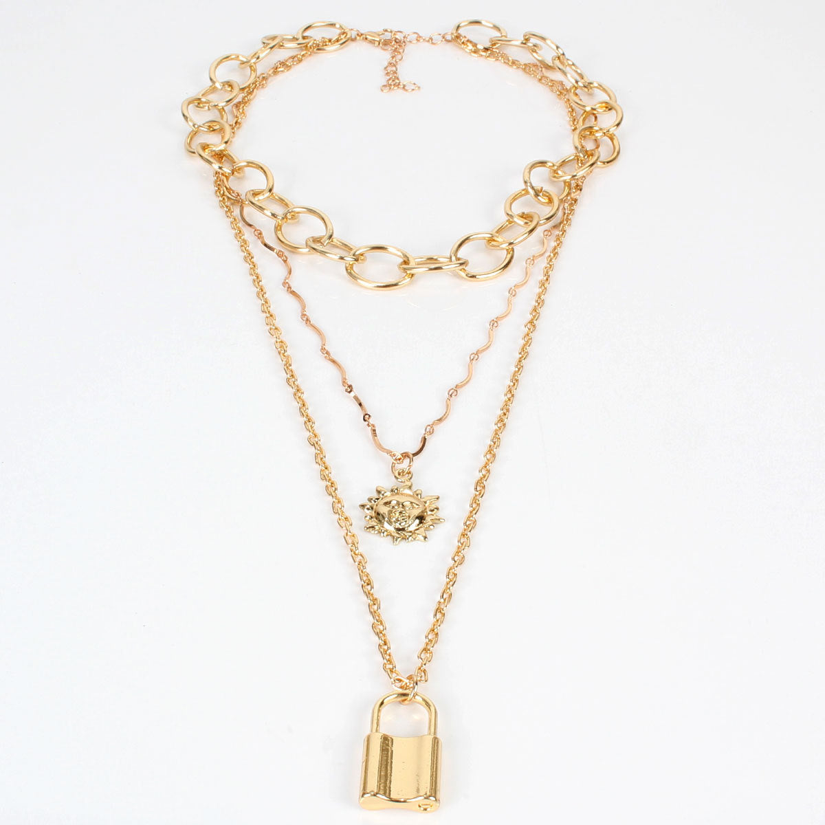 Exaggerated Layered Necklace with Sunflower Pendant