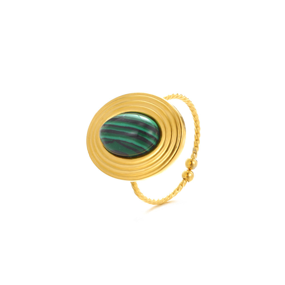 Turquoise Inlaid Stainless Steel Ring