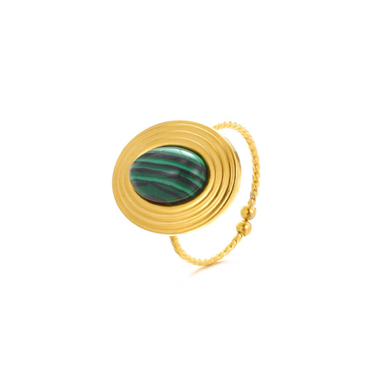 Turquoise Inlaid Stainless Steel Ring