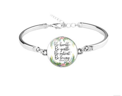Patterned Bible Bracelet with Gemstones and Chain