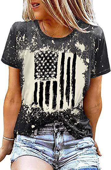 Women's Patriotic Flag Print T-Shirt