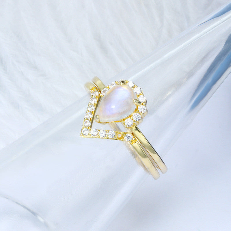 Japanese Style Creative 925 Silver Moonstone Ring
