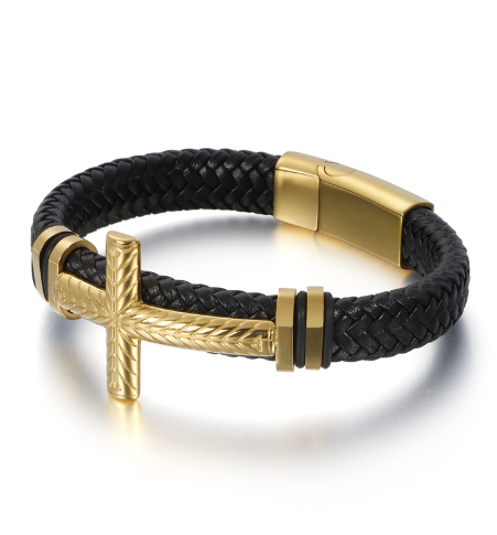 Fashionable Men's Stainless Steel Cross Bracelet