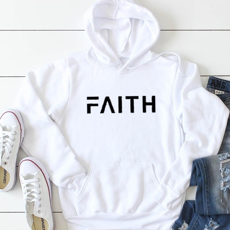 Faith Letter Print Hooded Sweatshirt