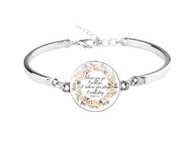 Patterned Bible Bracelet with Gemstones and Chain