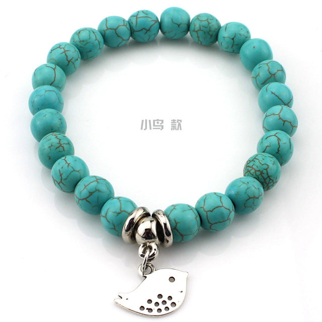 Blue Turquoise Charm Cross Bracelet