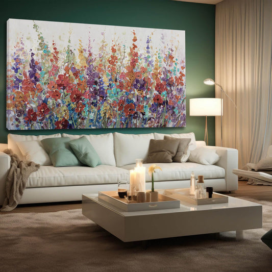Floral Wall Art for Living Room – Colorful Canvas Print 24" x 48"