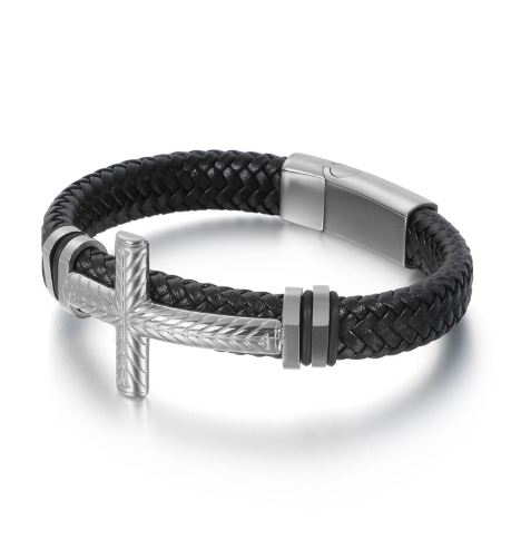 Fashionable Men's Stainless Steel Cross Bracelet