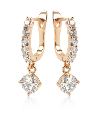 Dream Gold Color Drop Earrings with Zircon