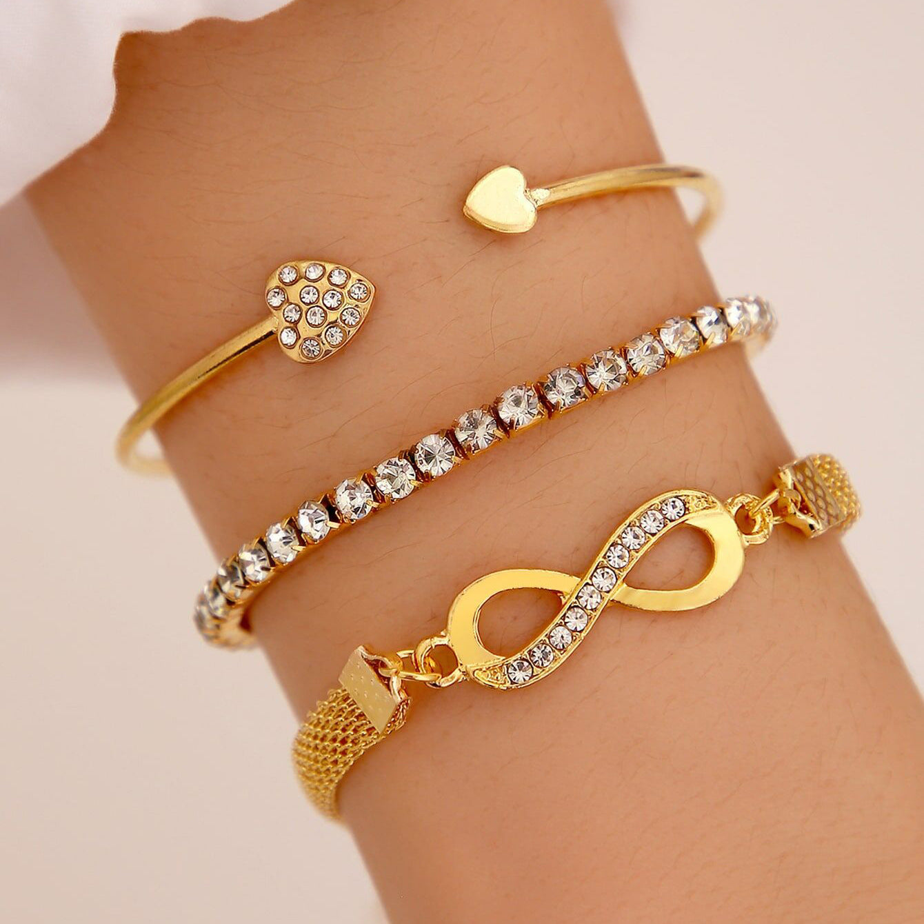 Three-Piece Women's Heart Bracelet Set