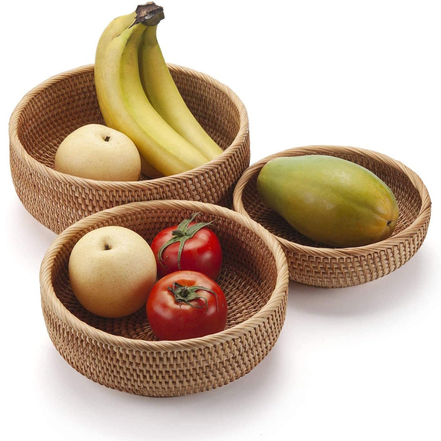 Vietnamese Wicker Rattan Basket Set (3 Pieces)