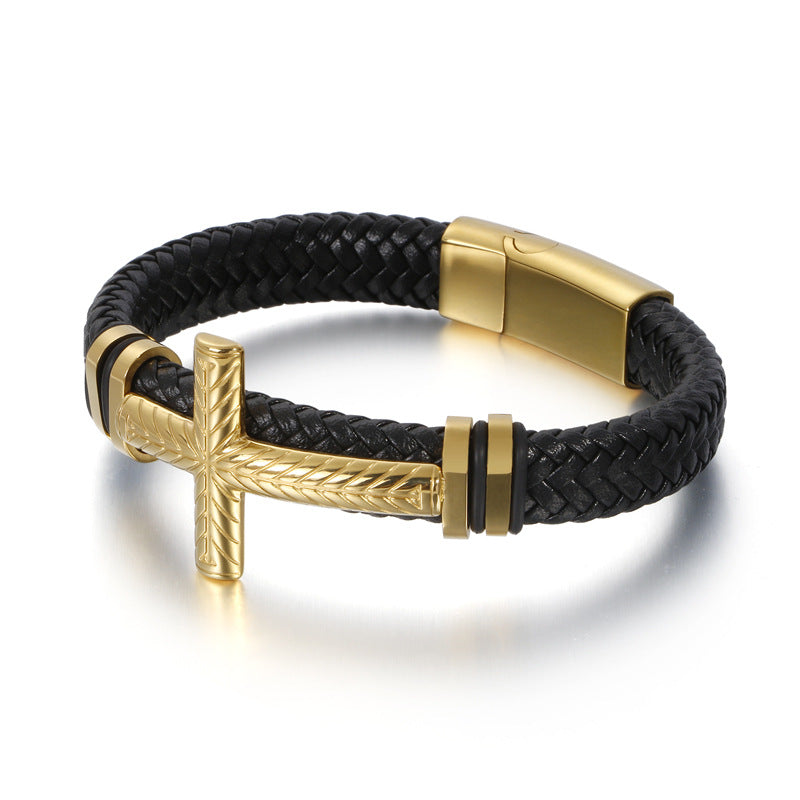 Fashionable Men's Stainless Steel Cross Bracelet