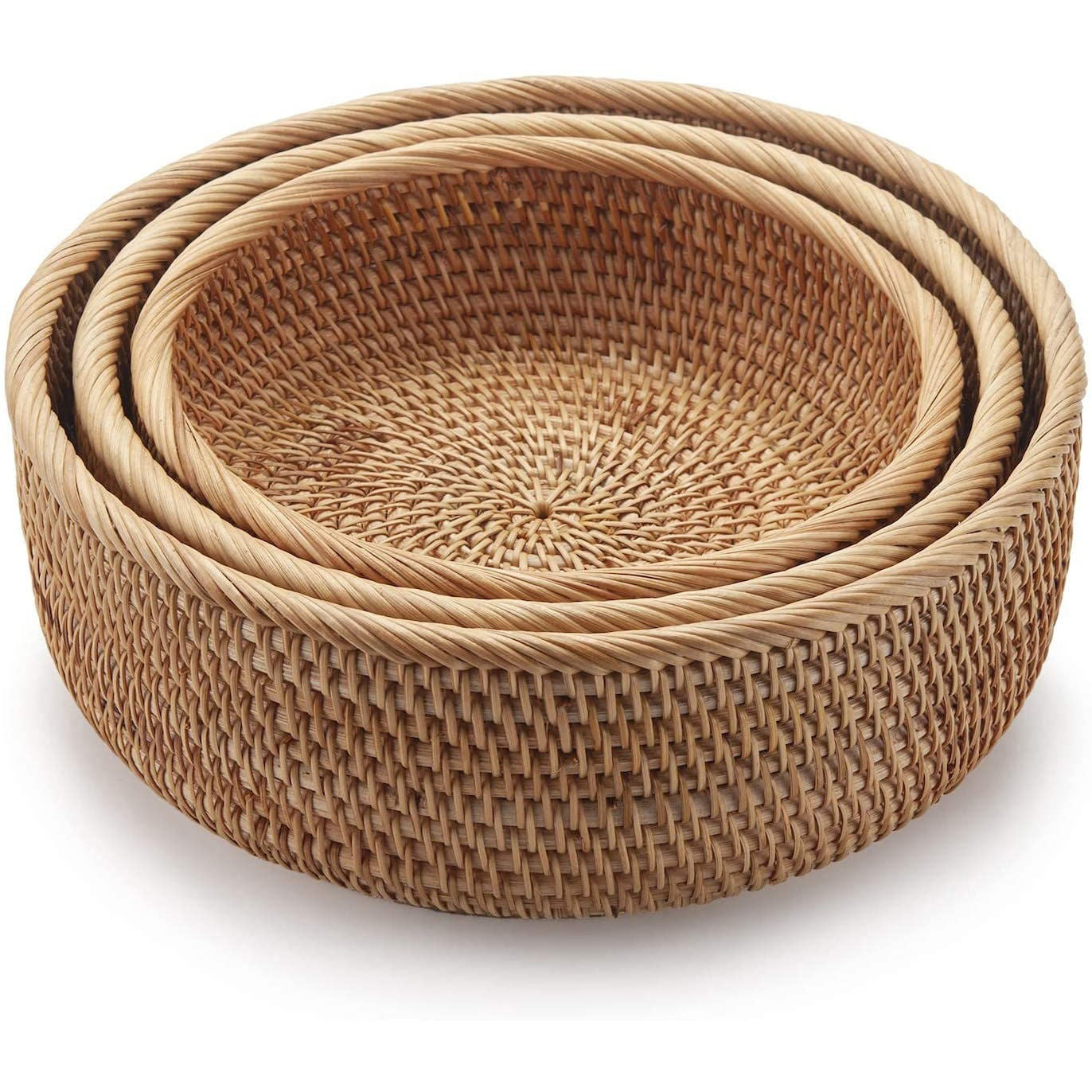 Vietnamese Wicker Rattan Basket Set (3 Pieces)