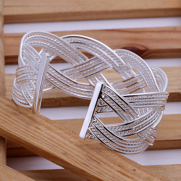 Stylish Silver Woven Bracelet