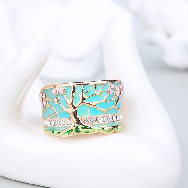 Retro Resin Floral Ring