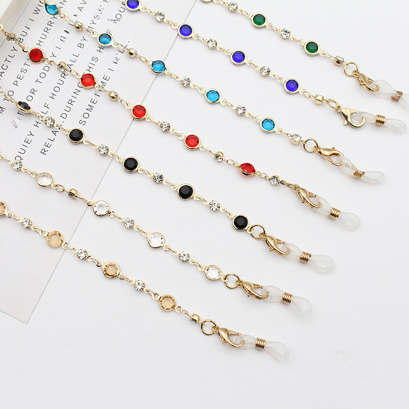Luxury Eyeglass Chain with Colorful Crystal Accents