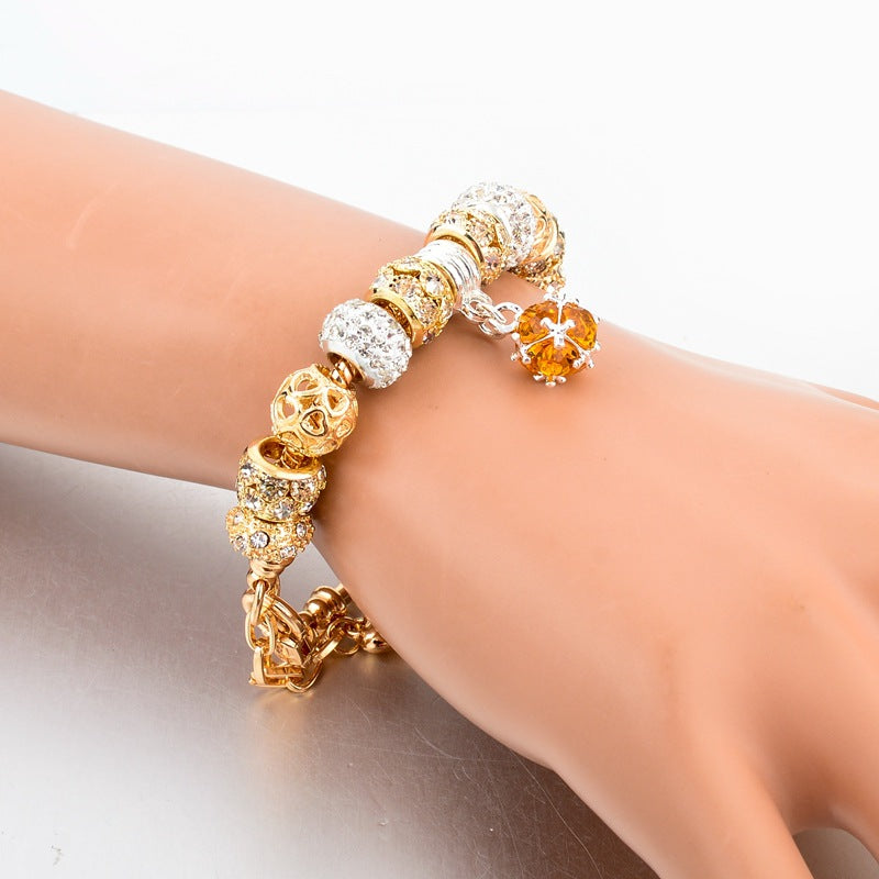 Women's Crystal Gold-Plated Bracelet – Adjustable, 4 Sizes