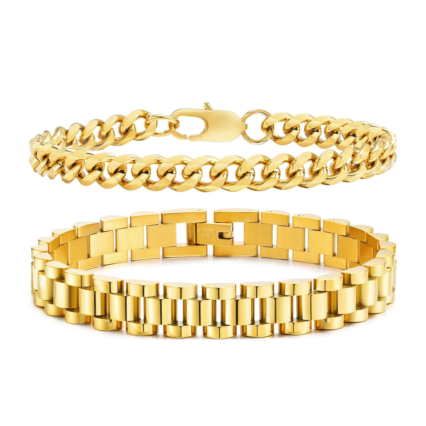 2-Piece Gold Plated Men Bracelets