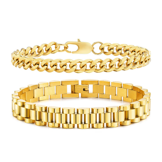 2-Piece Gold Plated Men Bracelets