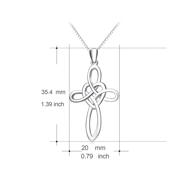 Heart Cross Pendant Necklace – 925 Sterling Silver