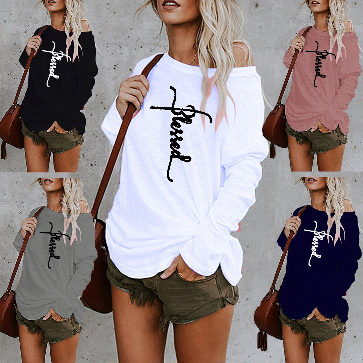 Women's Loose Fit "Blessed"- Long Sleeve T-Shirt