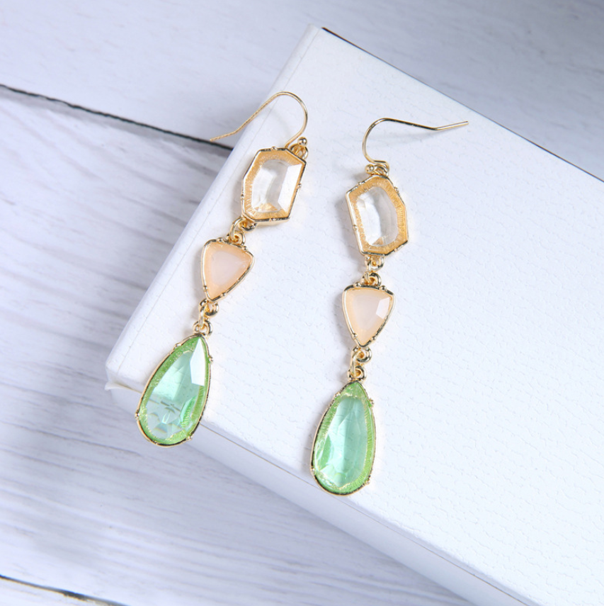 Waterdrop Earrings with Alloy Gemstone Crystals