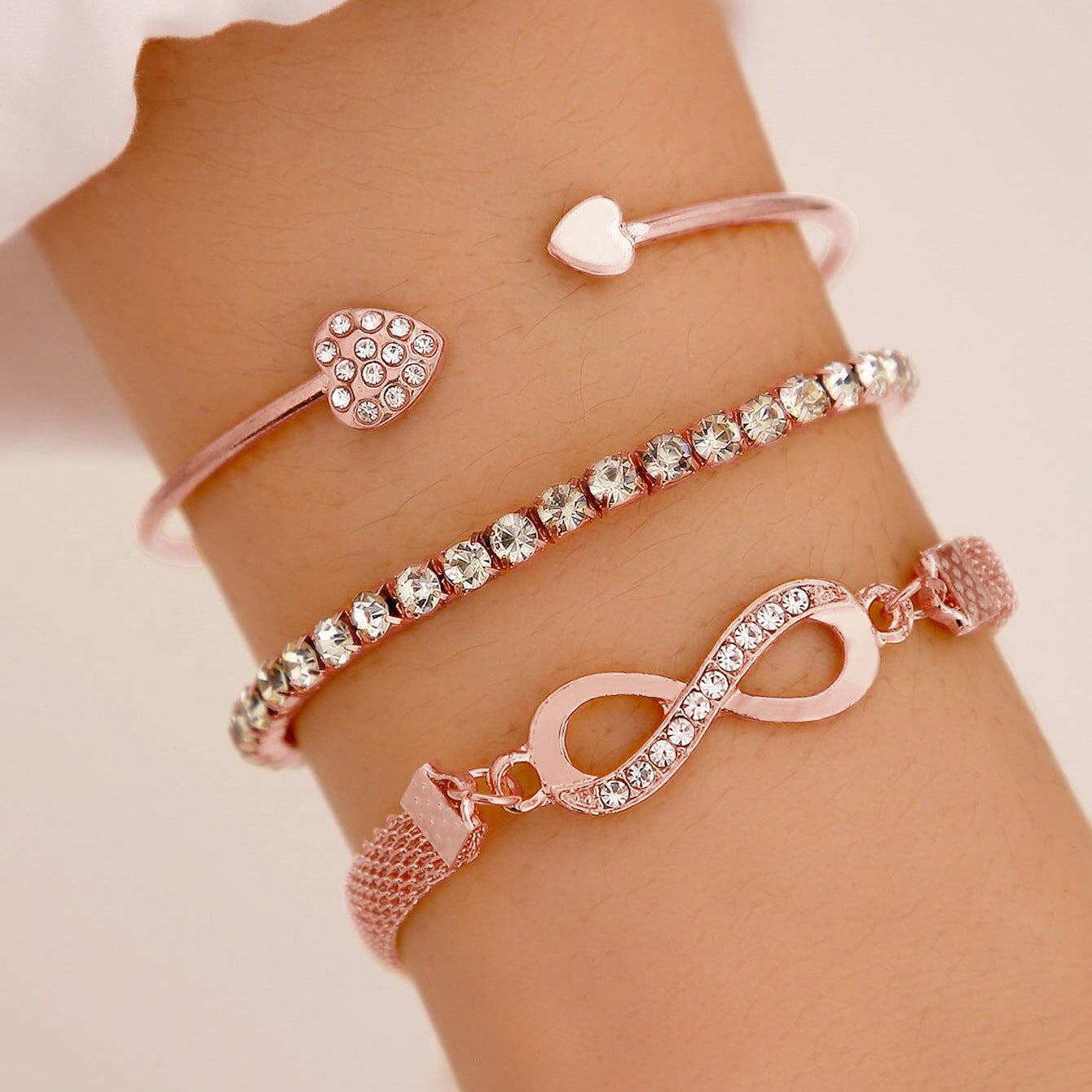 Three-Piece Women's Heart Bracelet Set
